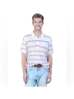 T. Harris London Purple Striped Polo Shirt - Gentleman’s Fit Size M